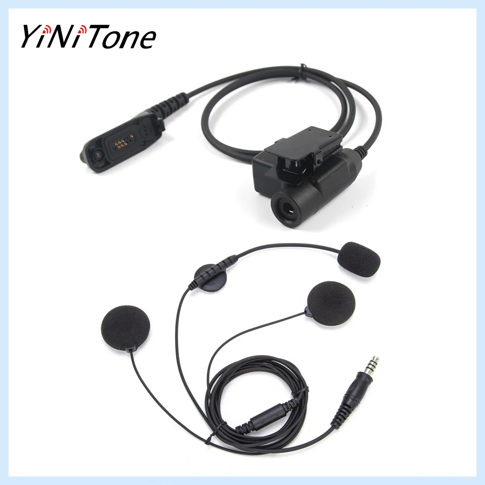 

Motorcycle Helmet Radio Headset & U94 PTT - Compatible APX 8000/DP3600/XPR6580 Flexible Coiled Cable Easy Install