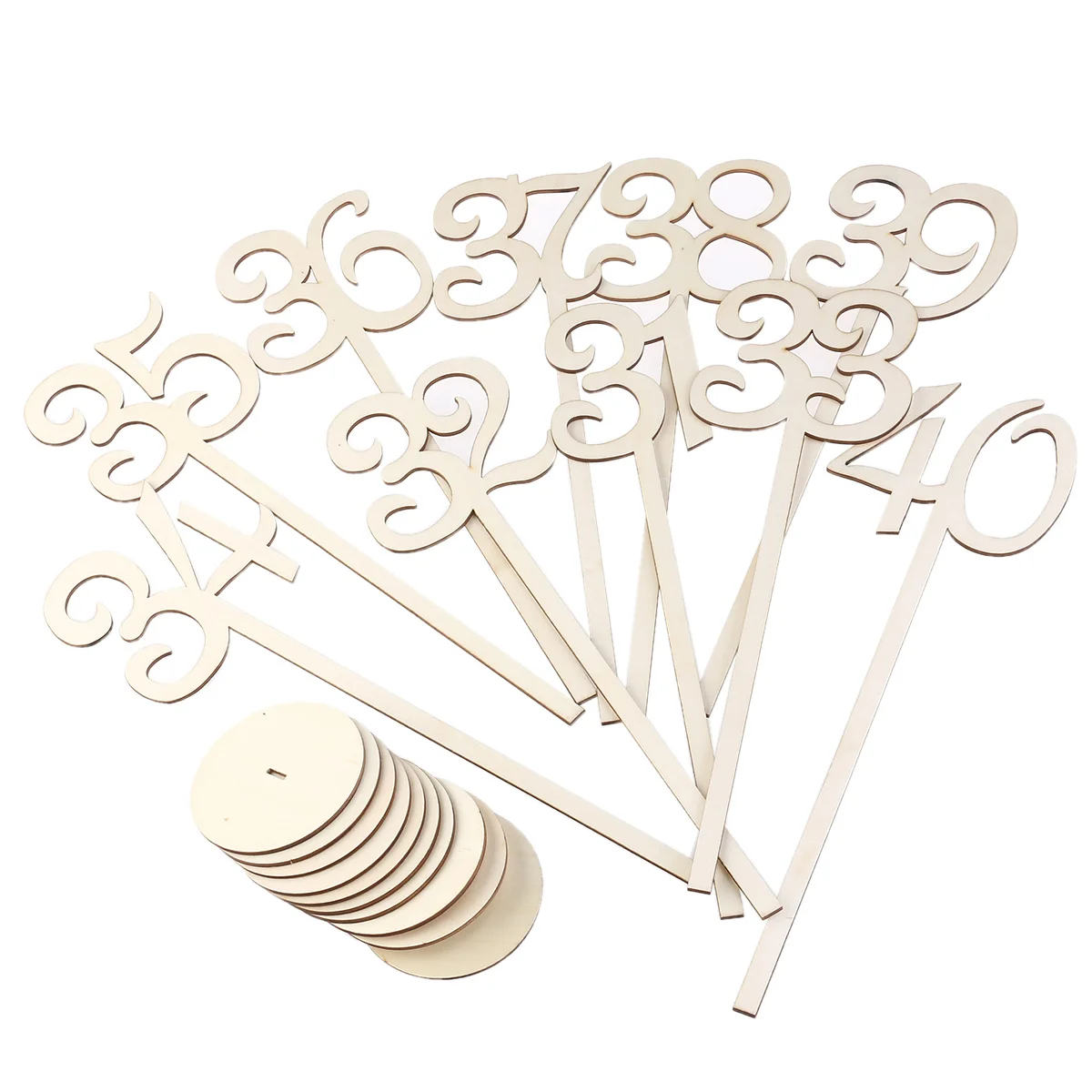 20pcs Numbers 21-40 Wooden Table Numbers with Holder Base for Wedding or Home Decoration Table number with base