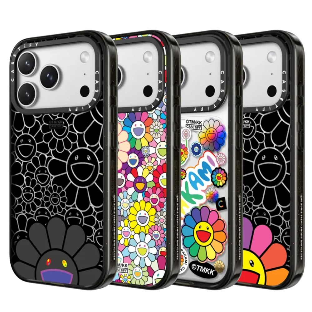 CASETiFY Takashi Murakami FLOWERS BLOOM Art Series, Funda Magnética Antigolpes para iPhone 13 14 15 16 17 Pro Max Air 16 Plus