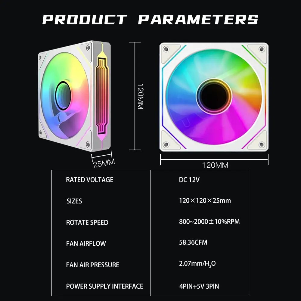 Prism 4 Pro Fan Gaming Computer Fan Argb Smart Thermostat Pwm Sync Light Notebook Cooling Pad Desktop Case Fan