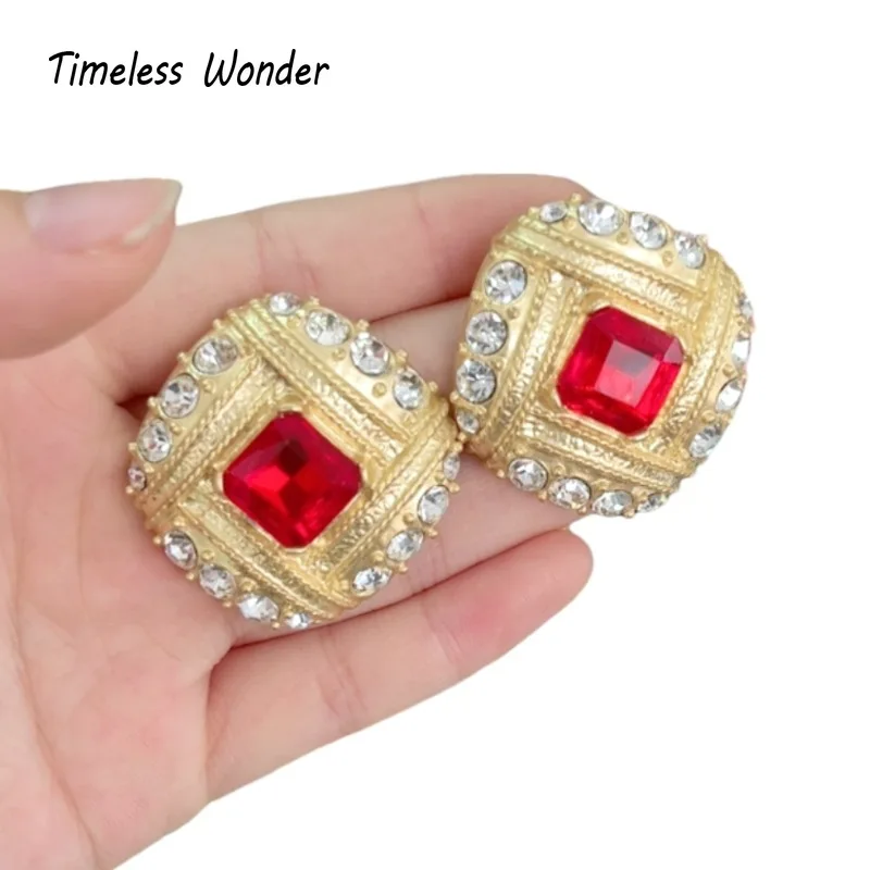 

Timeless Wonder Fancy Zircon Geo Square Clip on Earrings for Women Designer Jewelry Runway Rare Cute Vintage Top Mix 2234