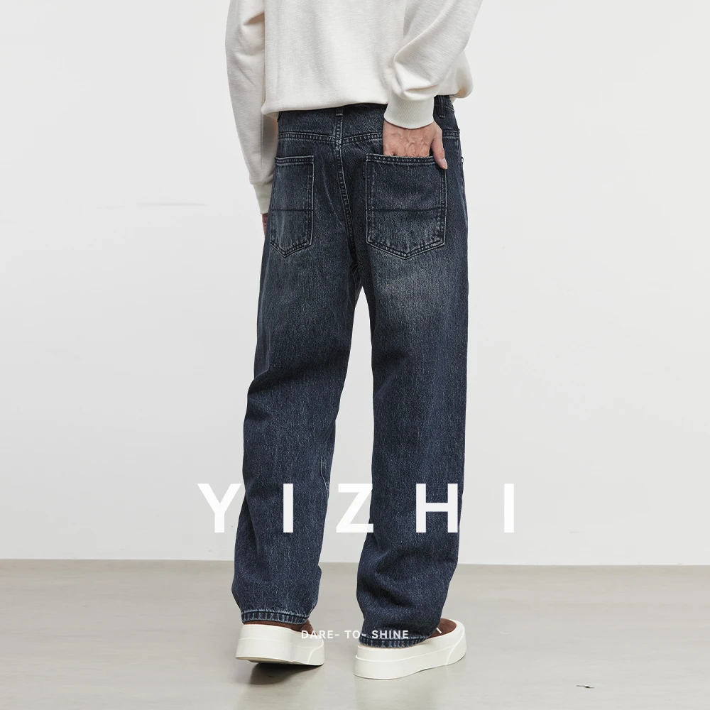 Mode Herren American Retro Distressed Loose Straight Jeans 2025, Herbst und Winter, neue lässige, lässige Herren-Jeanshose mit weitem Bein