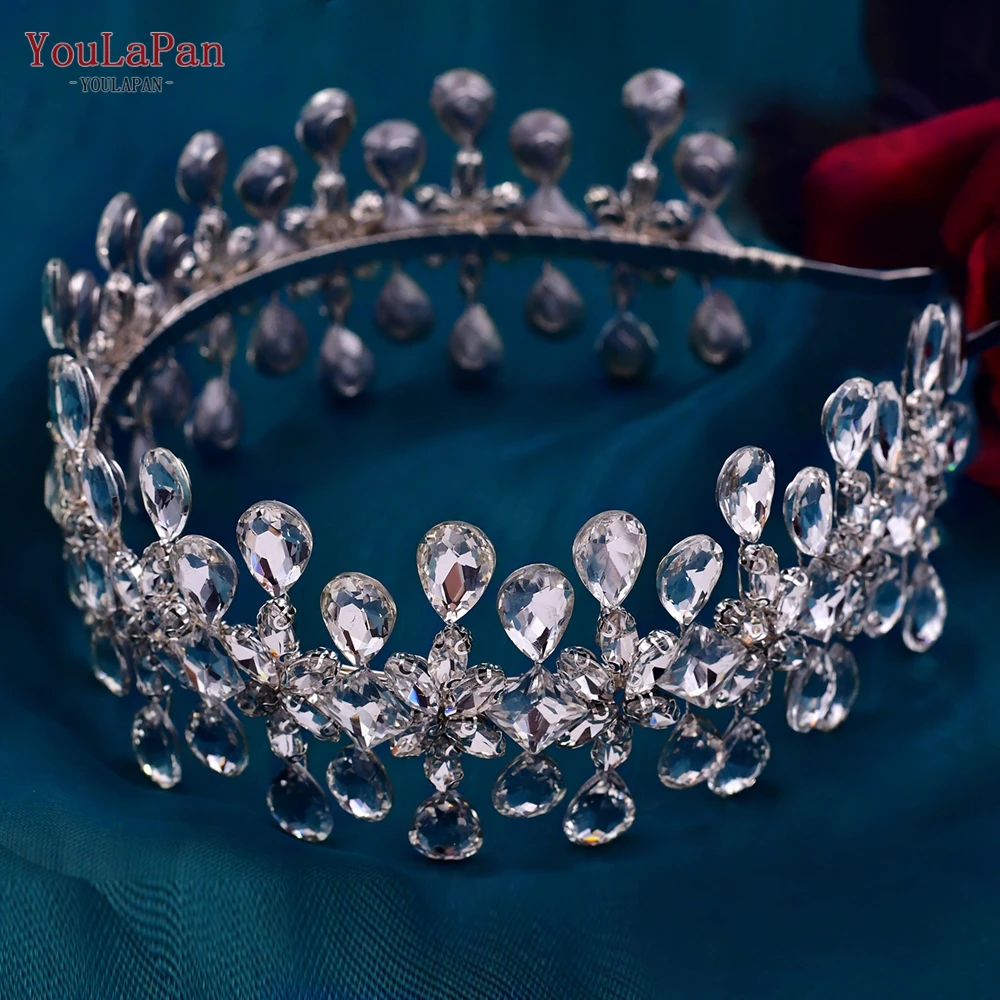 YouLaPan HP354 aro de cristal plateado para la cabeza, tocado nupcial para mujer, Tiara nupcial, tocado de boda, diadema de diamantes de imitación, joyería para el cabello