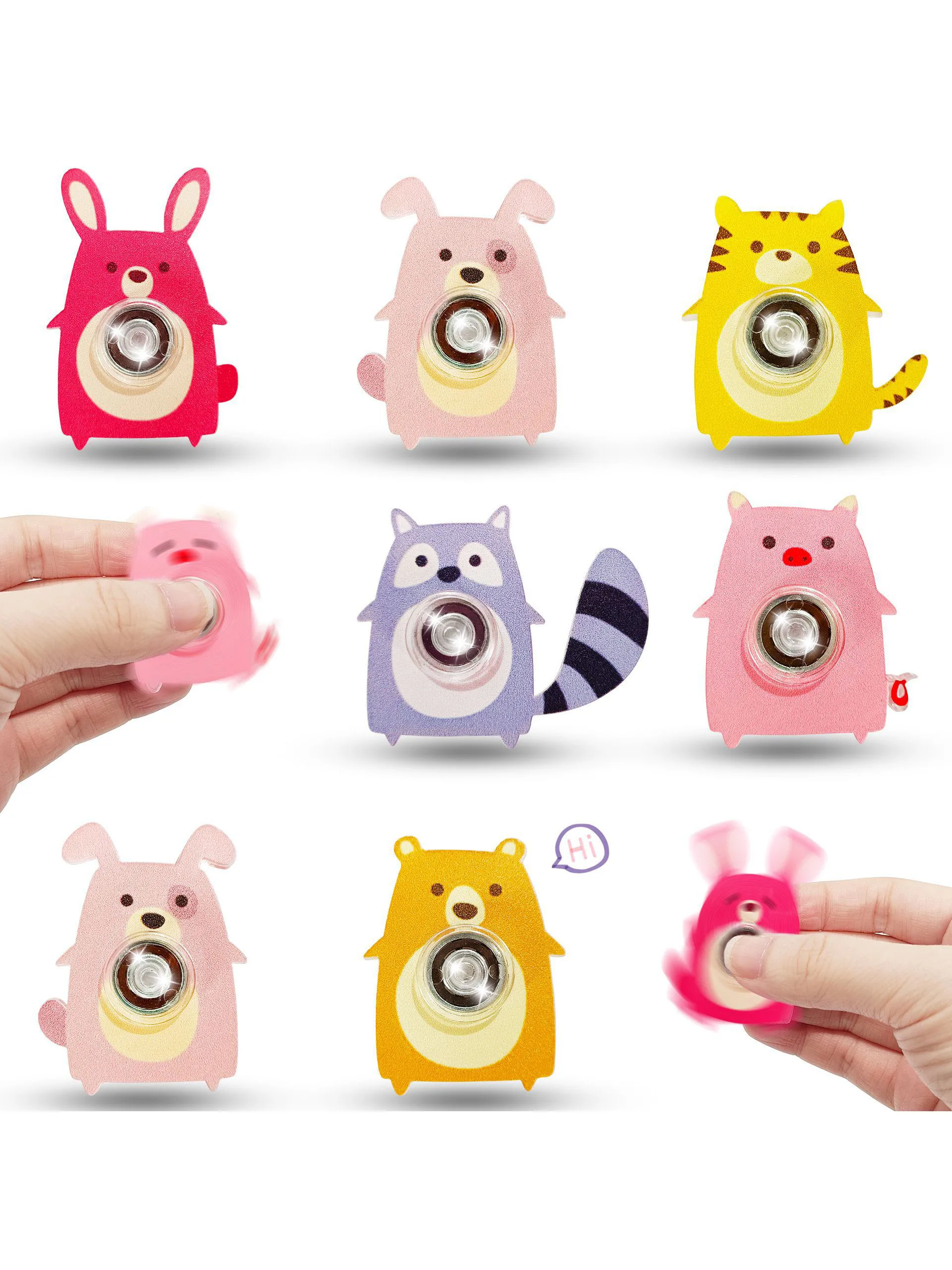 6PCS Vingertop Gyro Speelgoed Creatief Acryl Dier Kat Hond Vos Fidget Spinners Speelgoed Stress Feestartikelen Geschenken - afbeelding 2