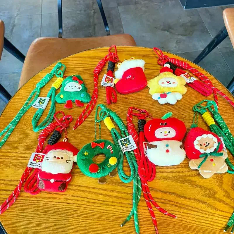 Ciondolo in peluche natalizio Versatile zaino in cartone animato Portachiavi Ciondolo decorativo per albero di Natale Ornamento carino