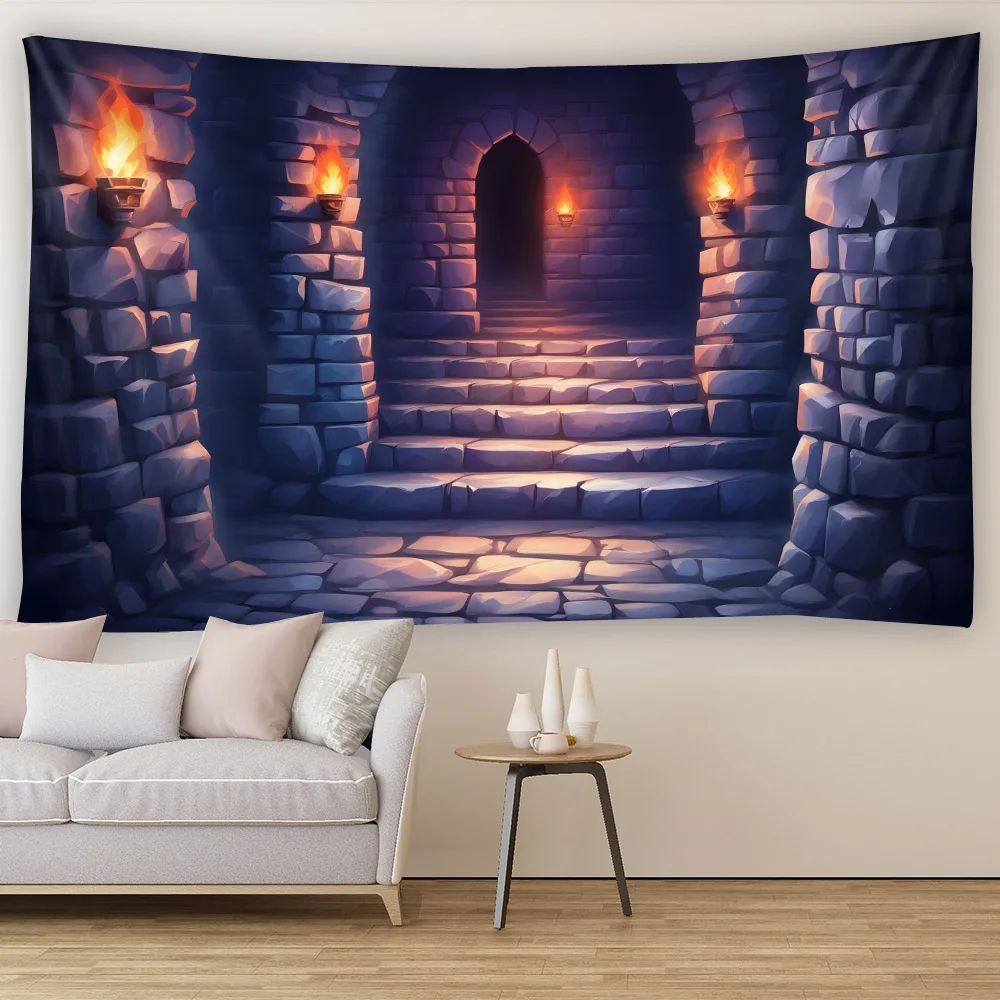 Vintage Brick Wall Tapestry, Stone Wall Plant Wall Hanging Cloth, Dormitory Living Room Decoration, Background Wall Poster