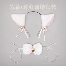 Soft Animal Cat Ears Headband Animal Ears Headdress Kitten Ear Hairband Halloween Christmas Cosplay Anime Costume Bowtie Lolita