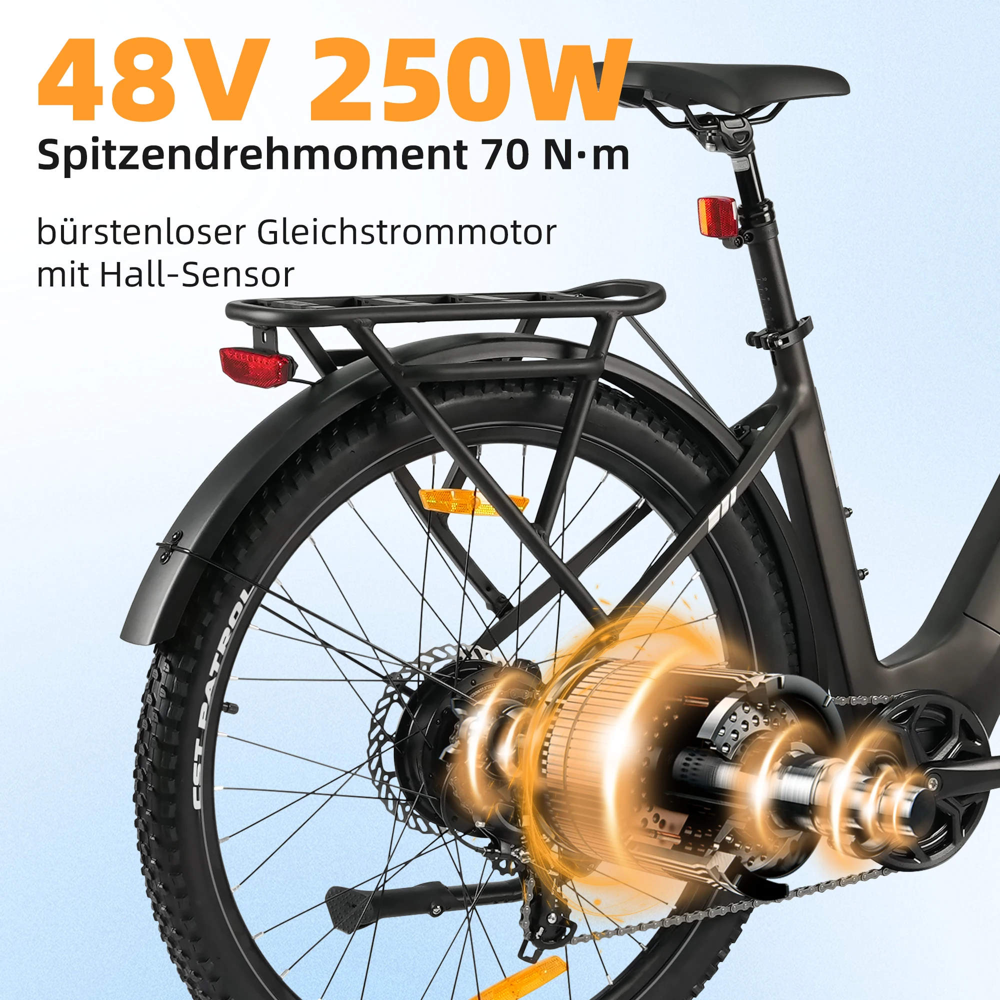 TTGO Z3 27,5 Zoll Erwachsenen-Elektrofahrrad 250W Motor 48V15Ah Akku City E-Bike 120 KM Reichweite Elektrofahrrad für Männer & Frauen – Detail 4