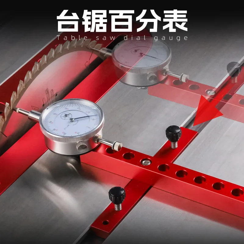 

Table saw percent meter, saw blade parallelism corrector