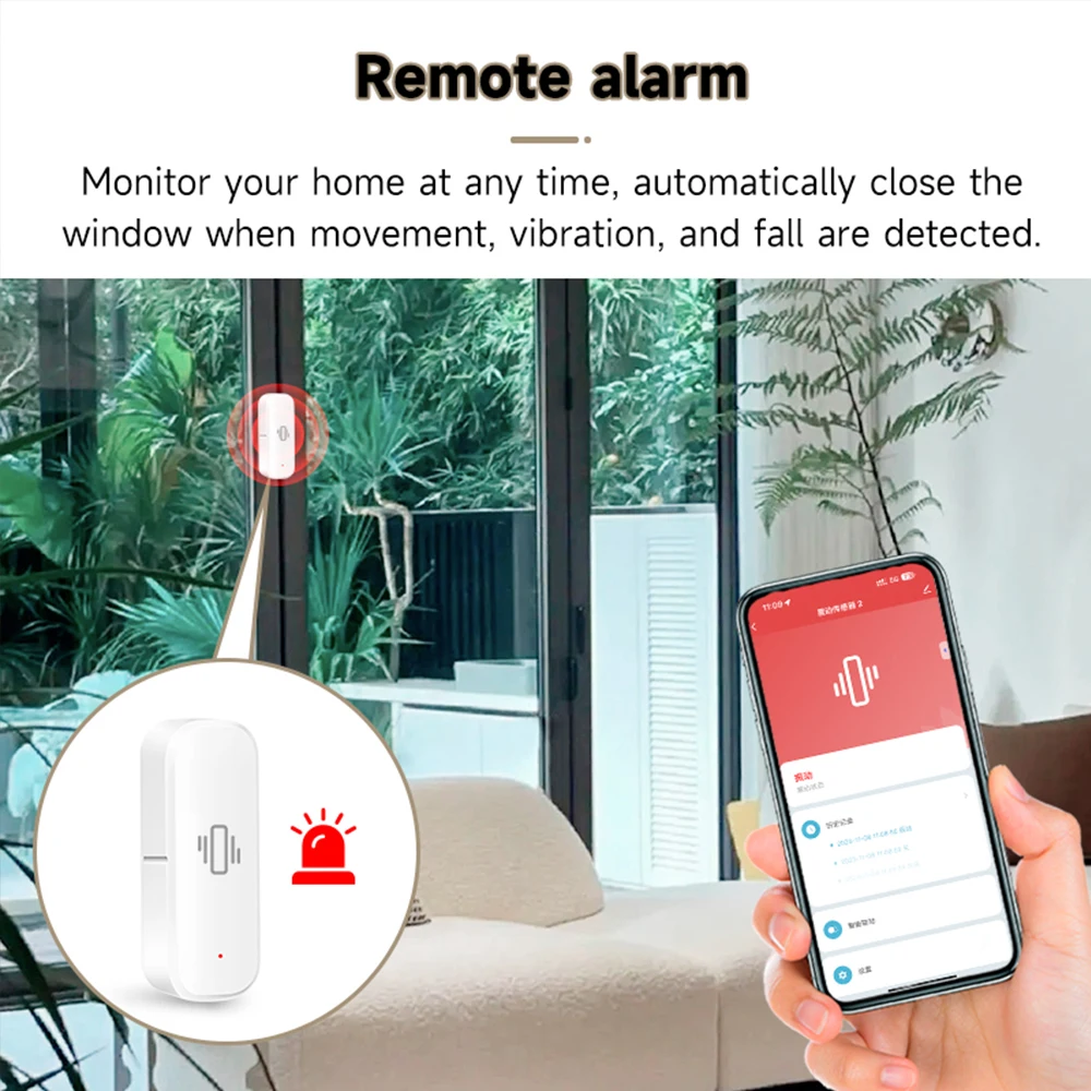 Sensor de vibración inteligente Tuya Zigbee, alarma de choque de movimiento, Notificación por aplicación Smart Life, Monitor en tiempo Real, venta al por mayor