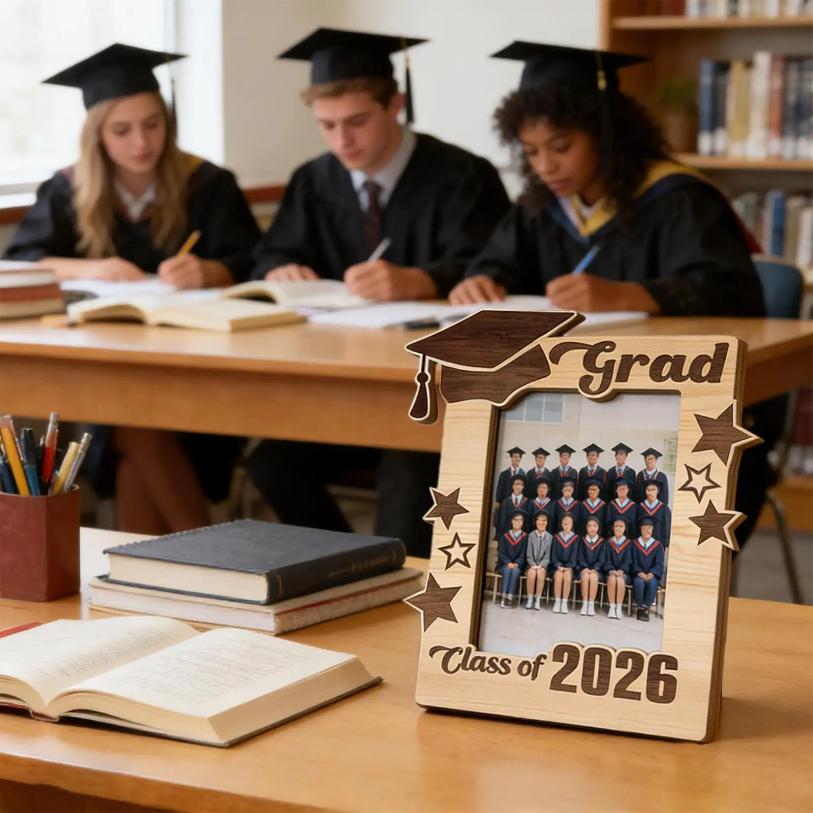 Graduation Picture Frame Two Pieces Ornament 2026 Graduation 5x3.5 Inch Photo Frame For High School University Students