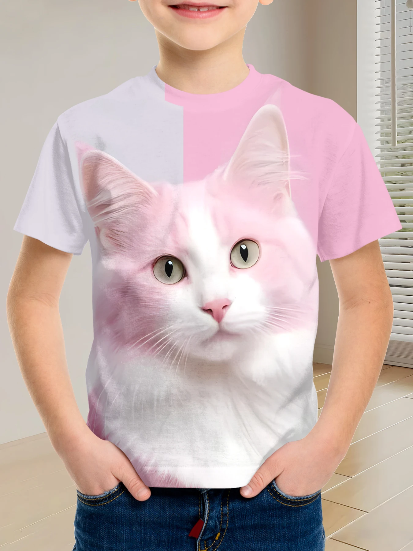 T-Shirt mit abstraktem Batikdruck, einzigartige Freizeitkleidung