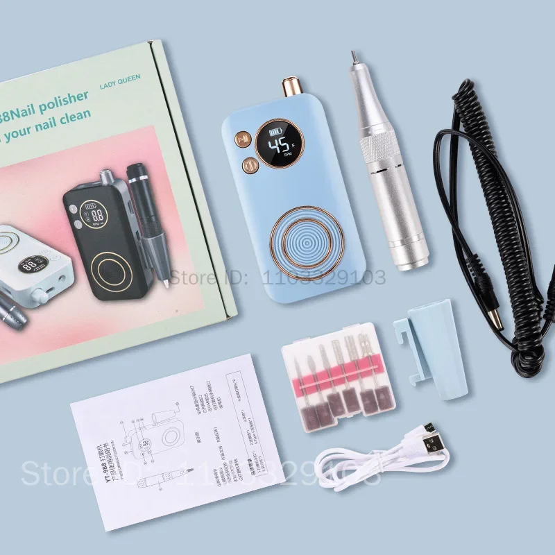 プロ用ネイルマシン 45000RPM 電動ネイルドリル ブルーブラック ネイルサンダー ジェル キューティクルリムーバー サロン向け