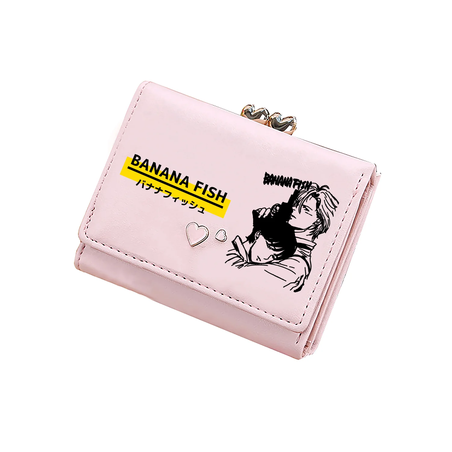 BANANA FISH Kawaii Coins Purses Ash Lynx Anime Short Wallets Pink Cute ID Card Holder Pu Leather Small Money Bags Girls Clutch