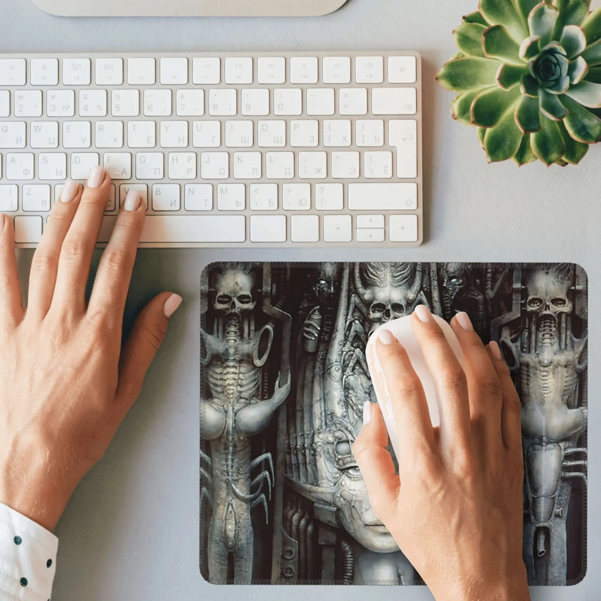 Hr giger-li-pintura mouse pad teclado de computador mouse tapete de jogos pc portátil tapete de mesa acessórios de escritório tapetes de mesa