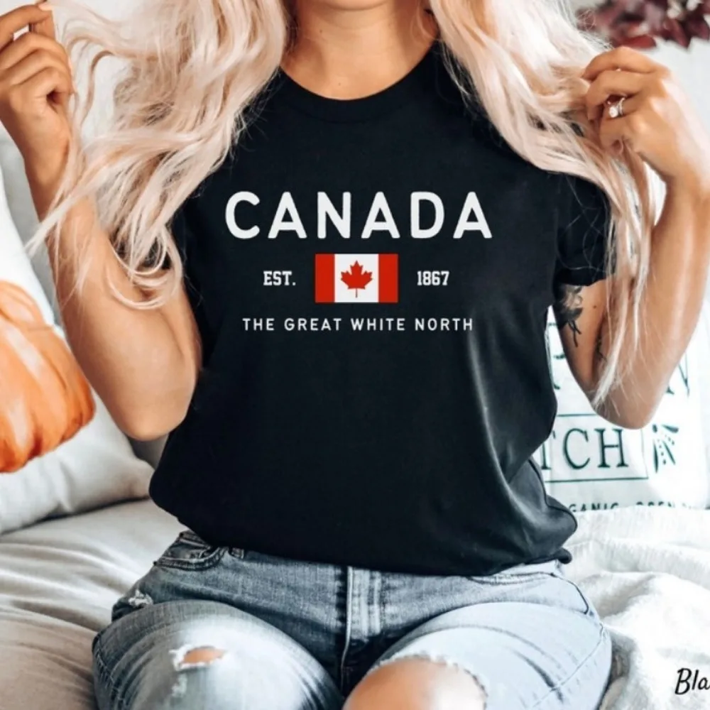 Canada Shirt Canadian Flag T-shirt THE GREAT WHITE NORTH Canadian Lover Tees Unisex Women Tops Harajuku Flag Printed Tees