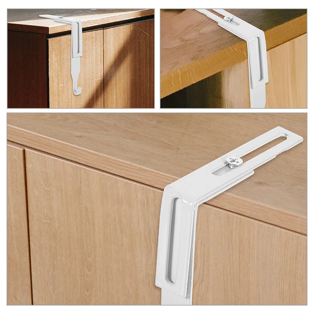 

2pcs Metal Cabinet Hooks Heavy Duty Adjustable Door Hangers Black Smooth Finish Storage Solution Over Door Rack Hooks For