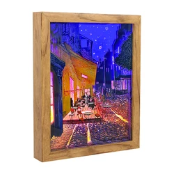 Shadow Box Frame With Led Wall Lamp Van Gogh Oil Paintting Picture Frame 3D Paper Sculptures Desk Lamp Lights Decoration Gifts