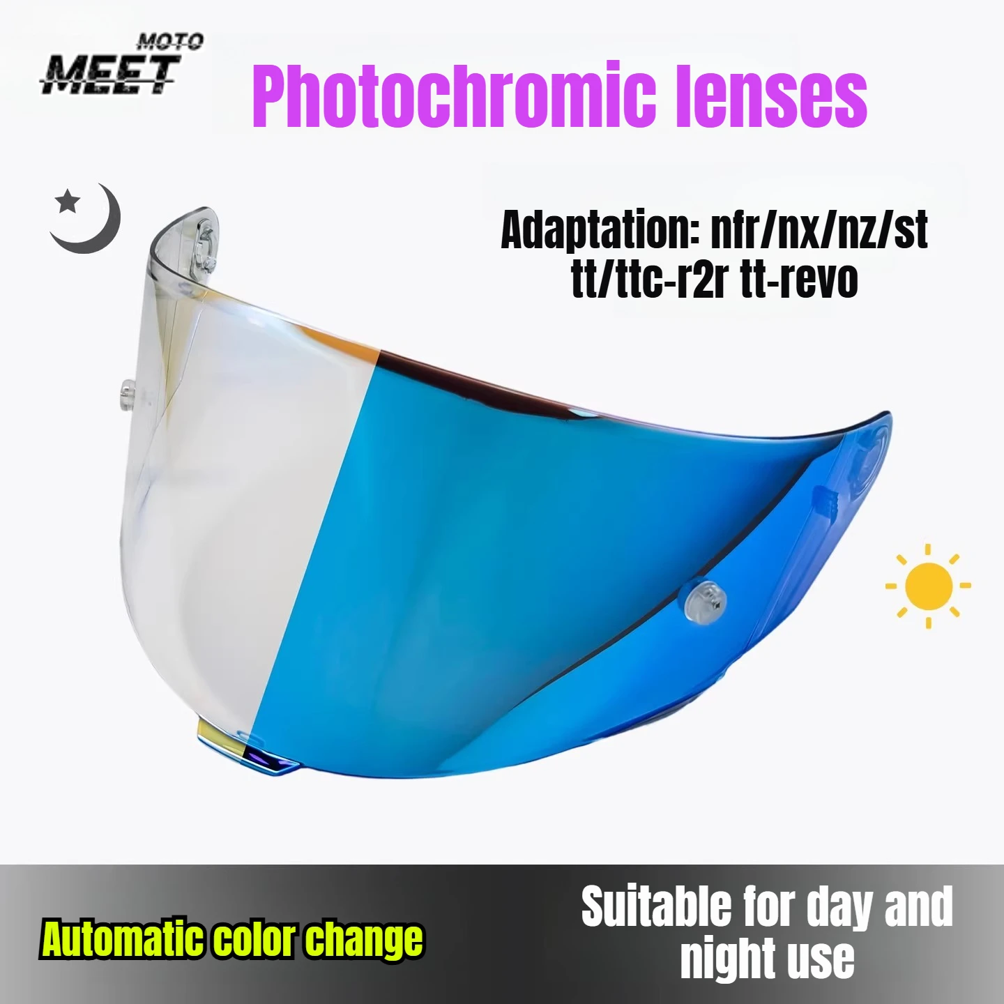 

For KYT Helmet Lens TTT TTC NFR NX NZ ST R2R TTREVO Special Electroplated Lens Day and Night Universal Anti-fog Sunglasses