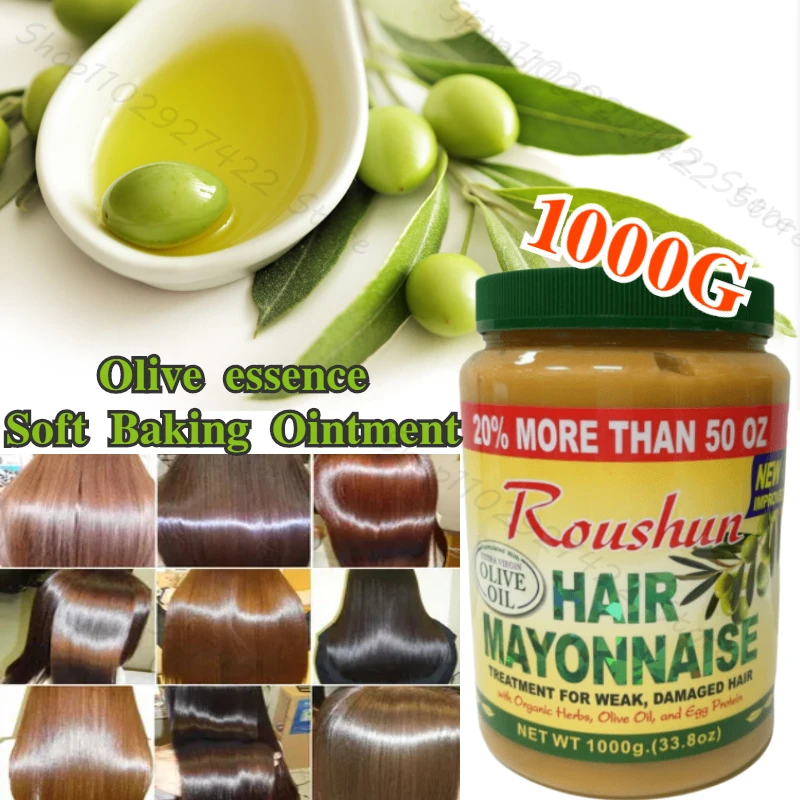 

1000g Large Capacity Olive Essence Soft Baking Ointment to Improve Frizzy Hair Moisturizing Hair Mint