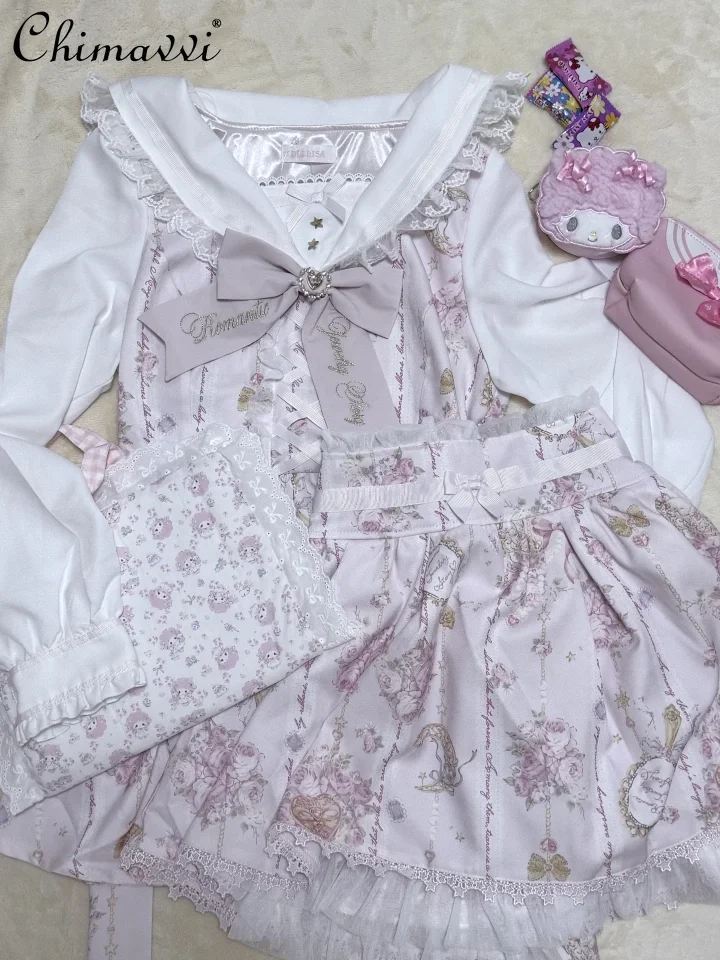 

Японский комплект платья Liz, осень 2022, новинка Super Fairy Sweet Girl, милое платье с бантом и длинными рукавами, звездой, луной, драгоценными камнями, топ, шорты, комплекты Лолиты