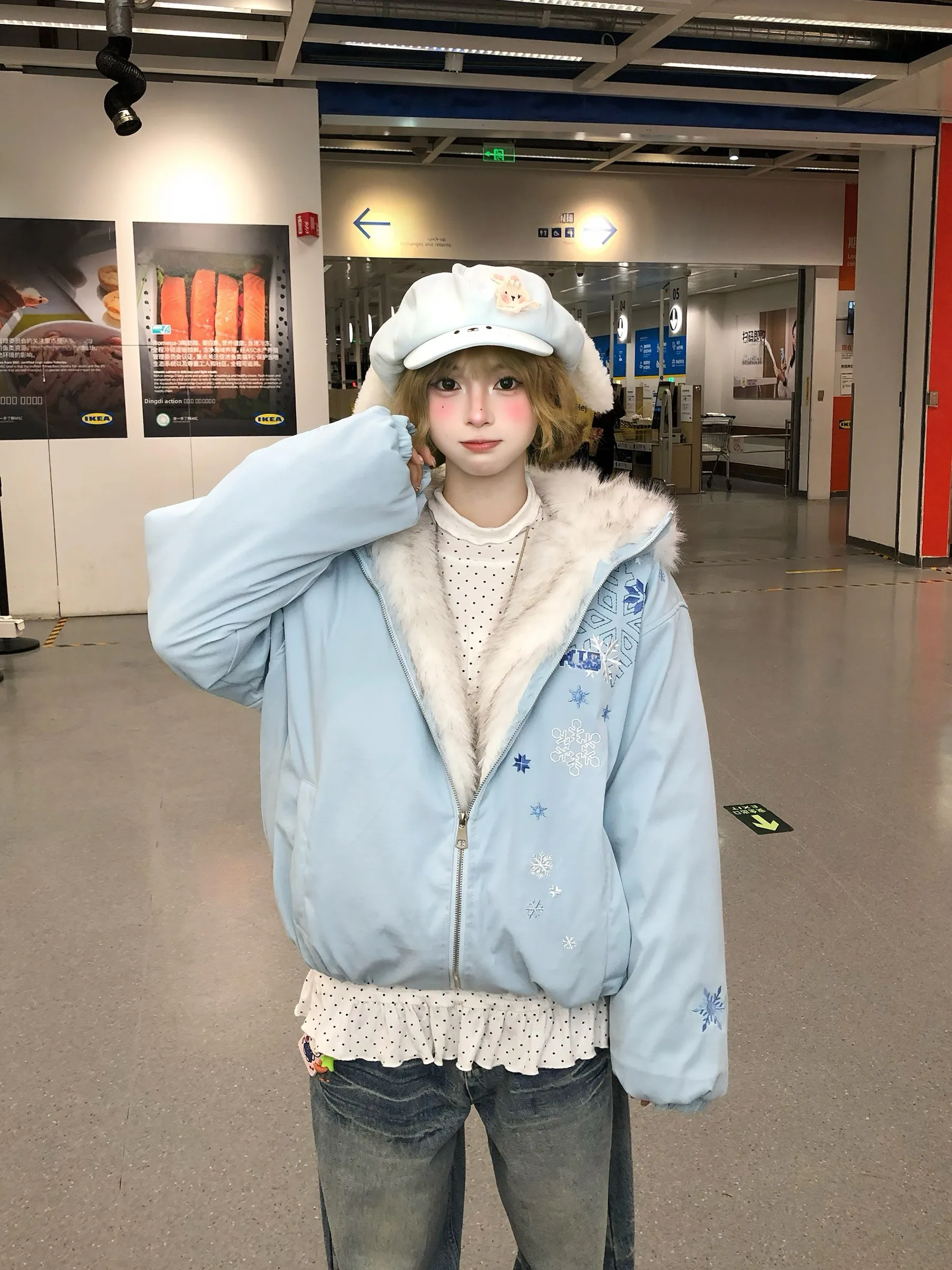 

Утепленная хлопковая куртка с капюшоном и вышивкой «Горный орел» для пар, зимнее винтажное американское пальто с воротником «Снежинка» для женщин