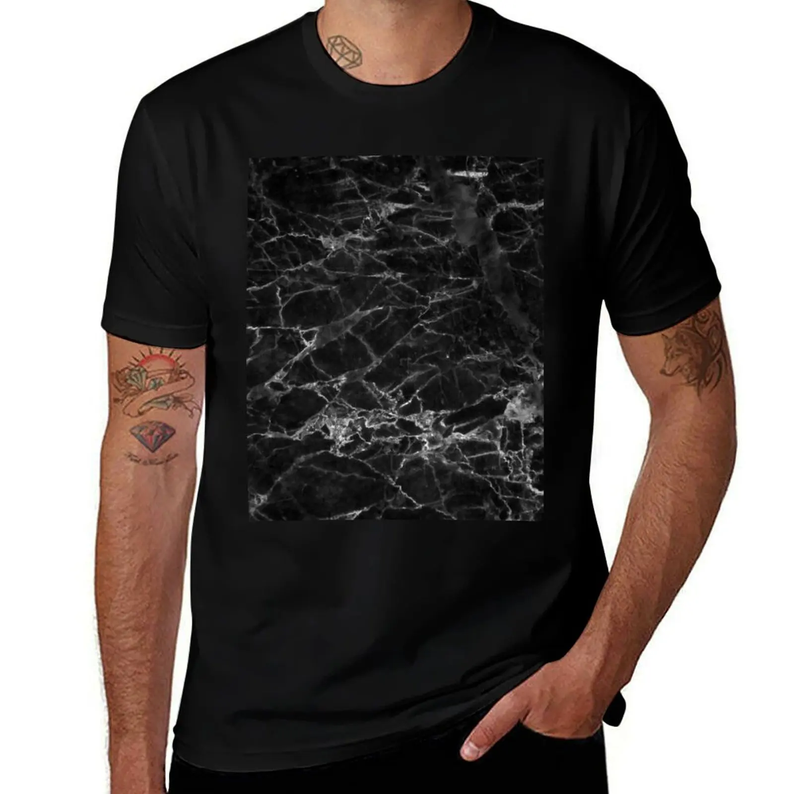 

Stone Marble Black Pattern T-Shirt Short sleeve tee oversizeds cute clothes t shirts for men cotton
