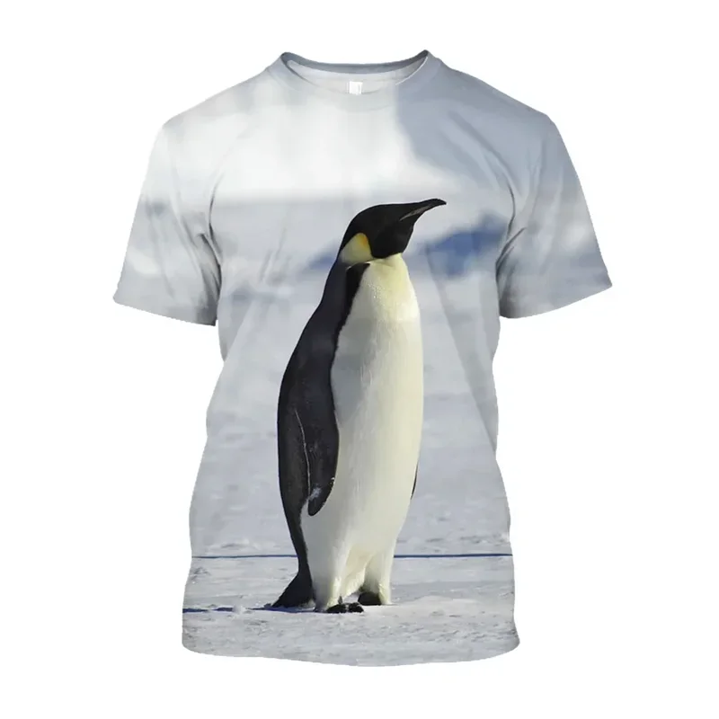 

Summer Round Neck Short Sleeve Cute Penguin 3d Printed Animal T-shirt Men's Fashion Casual Oversized Children's Safety T-shirt