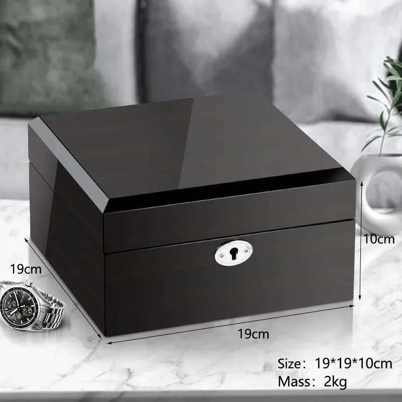 Caja de reloj con logotipo personalizado gratuito en el interior de la tapa, vitrina de regalo de lujo, caja de exhibición de barniz para hornear de