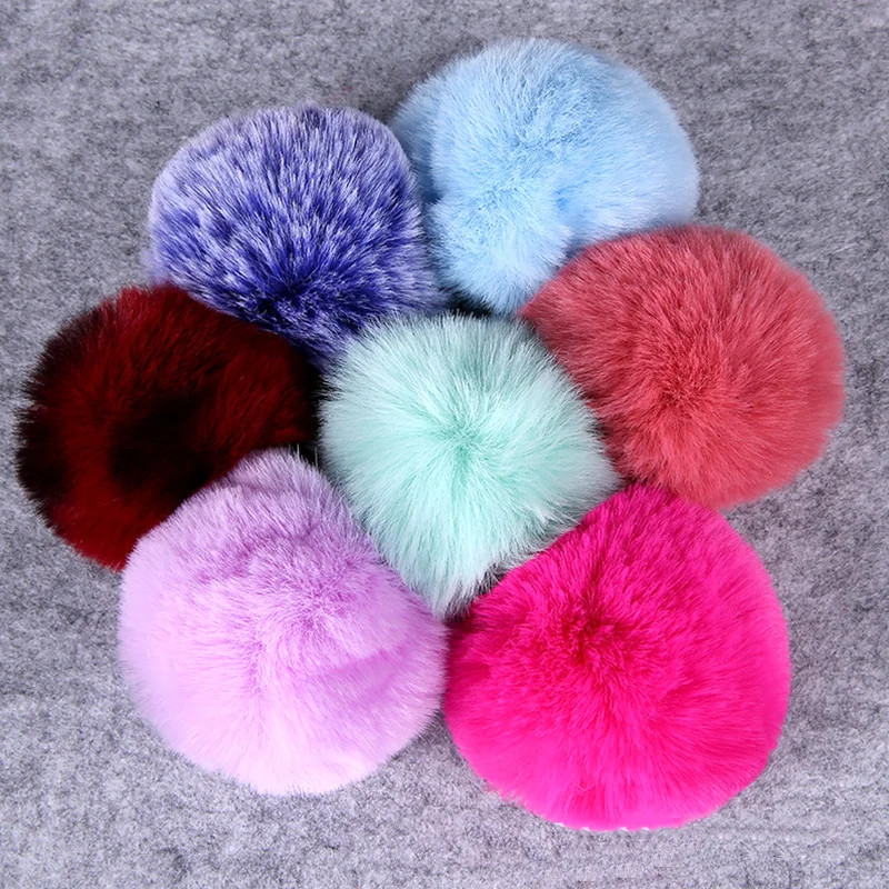 1Pc 8cm Fluffy Fur Pompon Soft Plush Ball for DIY Keychain Pendant Knitted Beanie Cap Decorative Apparel Crafts Supplies