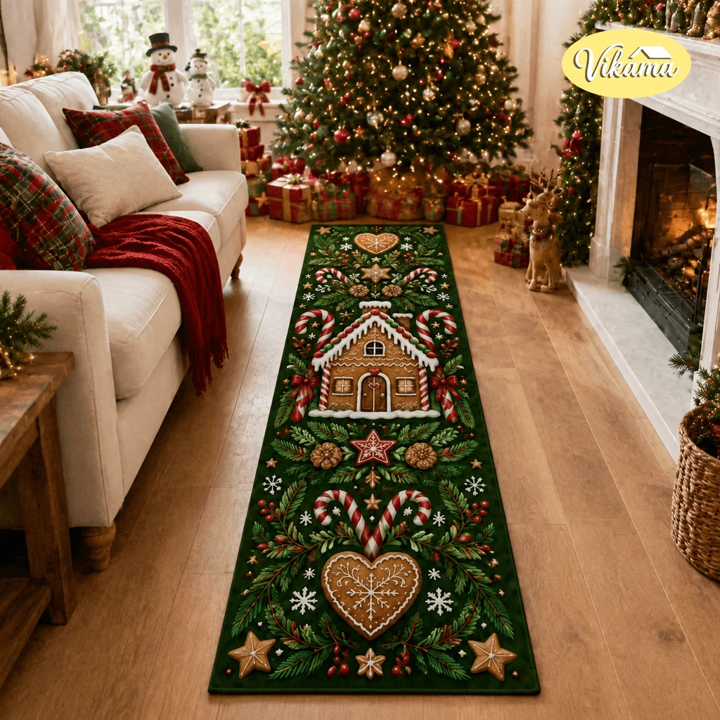 Flannel Long Strip Rug For Christmas Living Room, Corridor, Kitchen, Durable And Easy To Clean, Bedroom Side Cushion Home Decor
