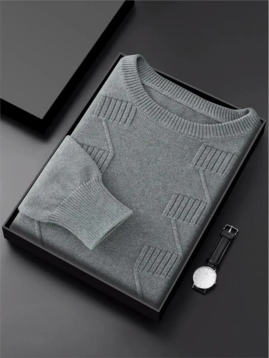 

Зимний свитер Thiened из 00% чистого хлопка, мужской свободный крой, теплый утягивающий базовый слой, вязаный круглый, повседневный, irt