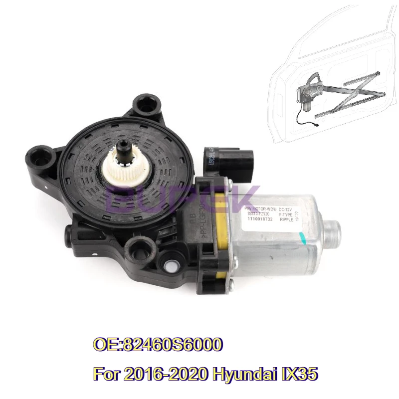

BUPEK Front Right Passenger Side Power Window Motor for 2016-2020 Hyundai IX35 Replacement Electric Glass Regulator 82460S6000