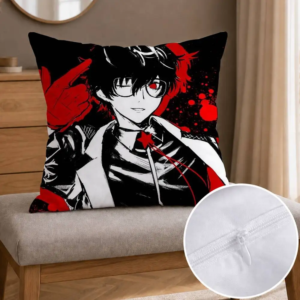 Goro Akechi Persona Joker Double-sided Printed Square Decorative Cushion Cover for Sofa Living Room Home Decor