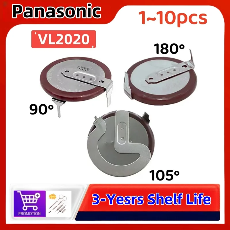 

1pcs Original Panasonic VL2020 2020 rechargeable battery battery With Legs 90 degrees 105 degrees 180 degrees for BMW car key