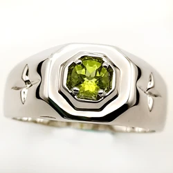 Natural Green Peridot Cross Ring Men 925 Sterling Silver 5mm Gemstone Birthday Crystal Jewelry R524GPN