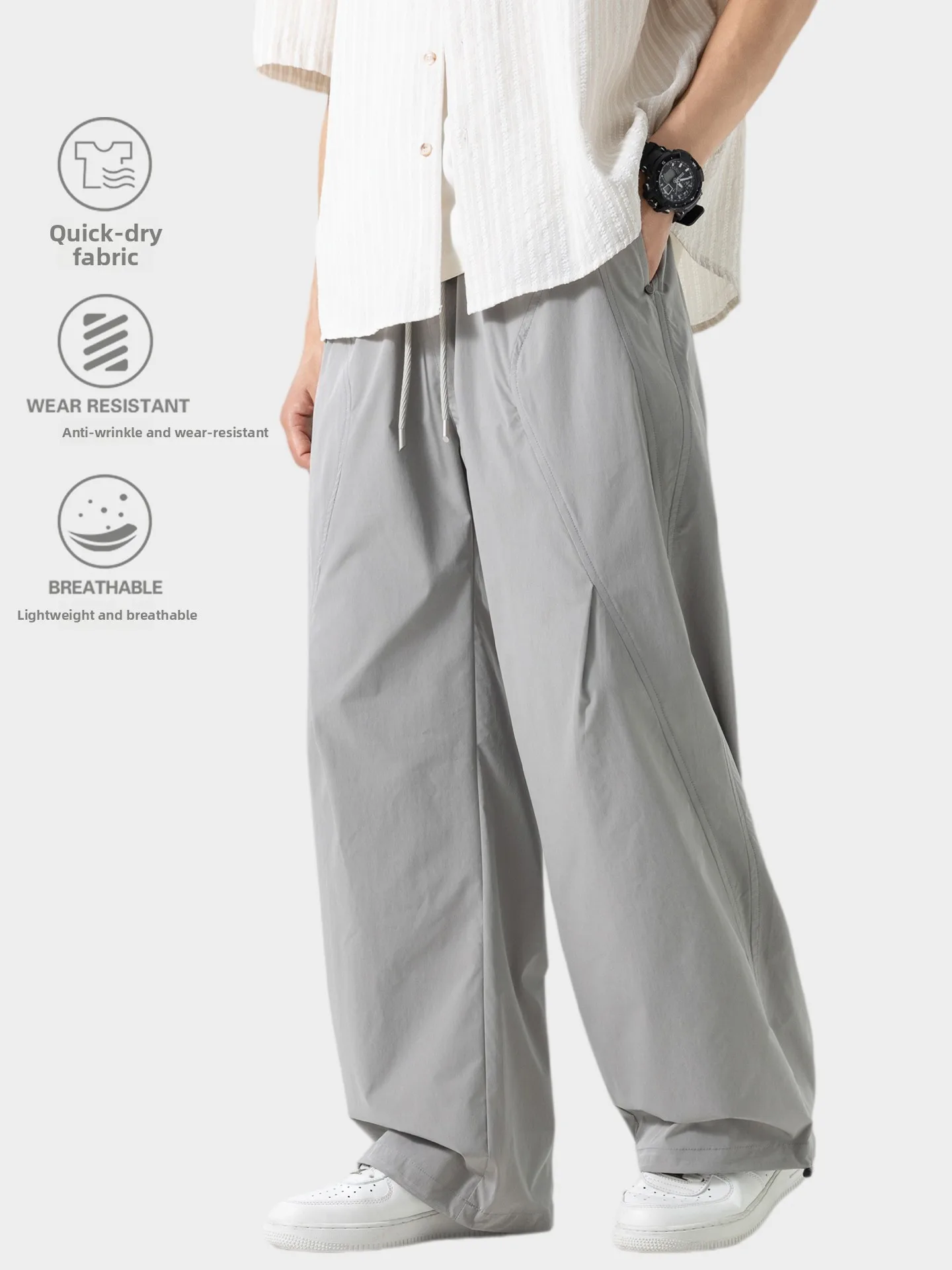 

American Style Outdoor Hiking Quick Dry Work Pants Loose Thin Breathable Straight Leg Pants for Men And Women Summer New Tren...