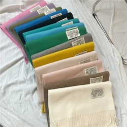 2024 Winter Scarf Solid Thick Women Cashmere Scarves Neck Head Warm Hijabs Pashmina Lady Shawls Wraps Bandana Tassel