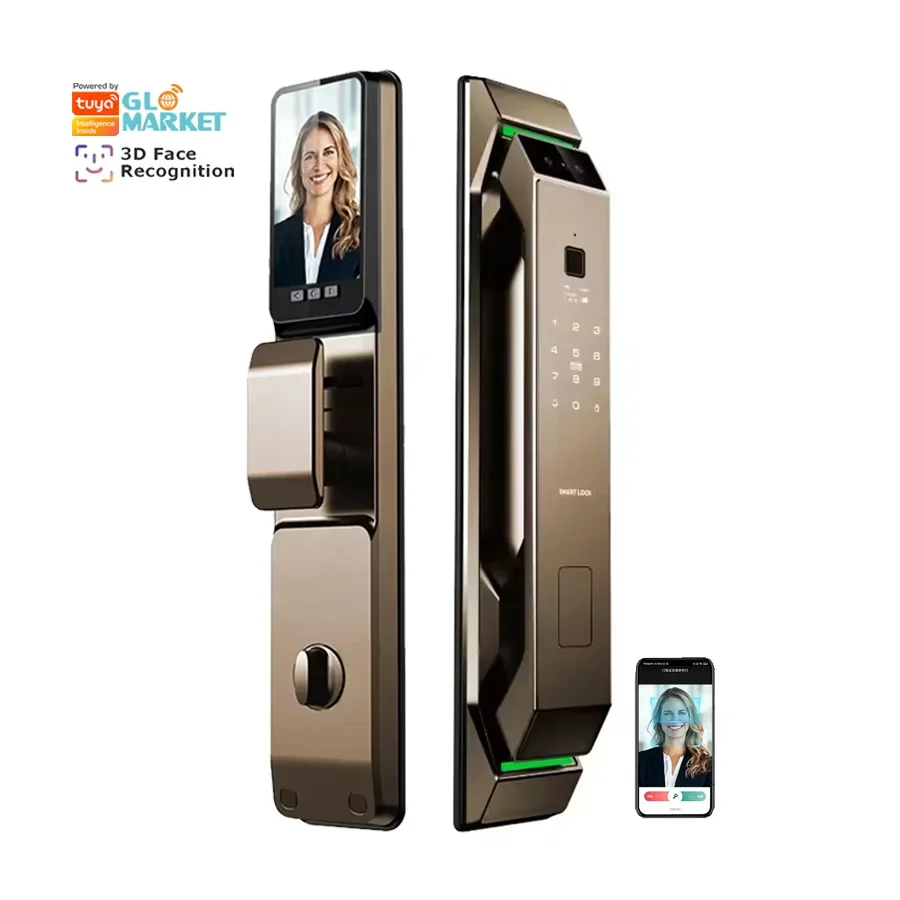 Glomarket 3d Face Recognition Smart Door Lock With Camera Fingerprint Security Fully Automatic Tuya Wifi Digital Smart Lock