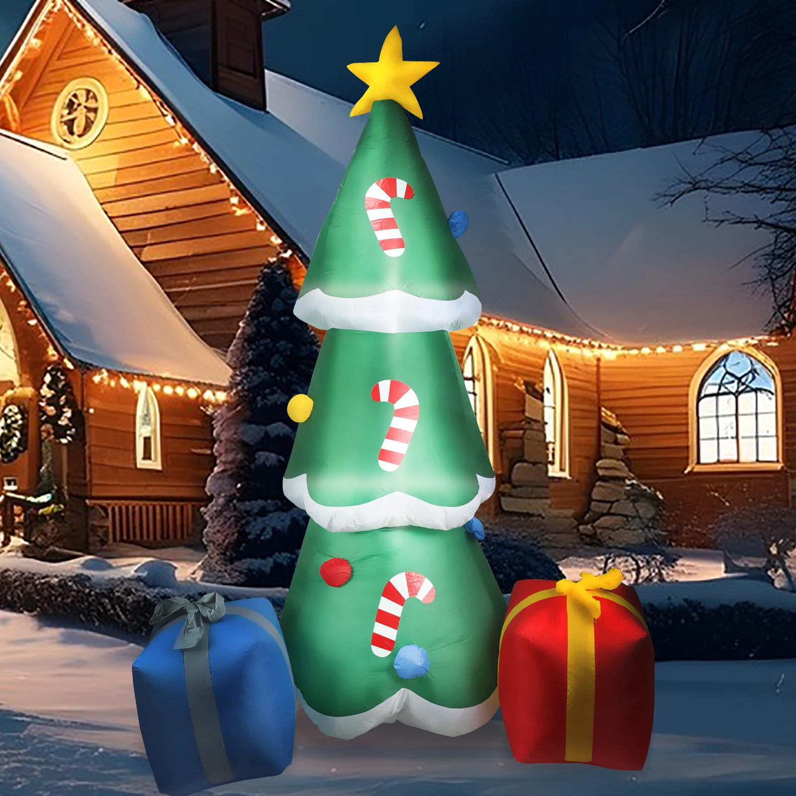 6FT Inflatable Christmas Tree Outdoor Decorations, Christmas Blow Up Yard Inflatable with Built-in LEDs for Xmas Indoor Holiday