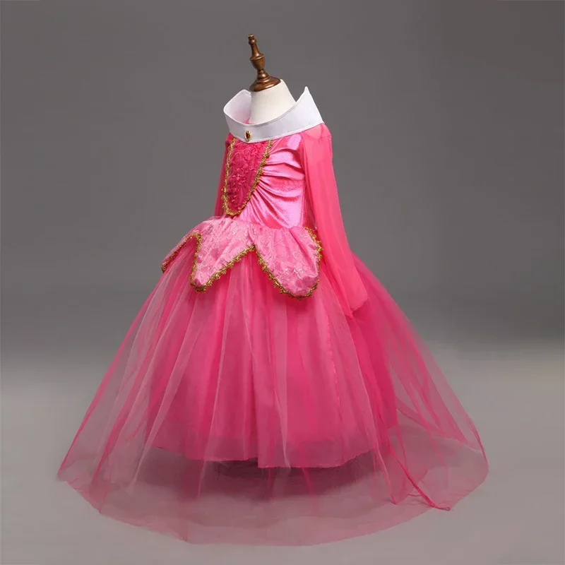 Sleeping Beauty Princess Dress Up for Girls Halloween Costume Mesh Puff Tulle Kids Cosplay Costume Lace Birthday Party Outfit