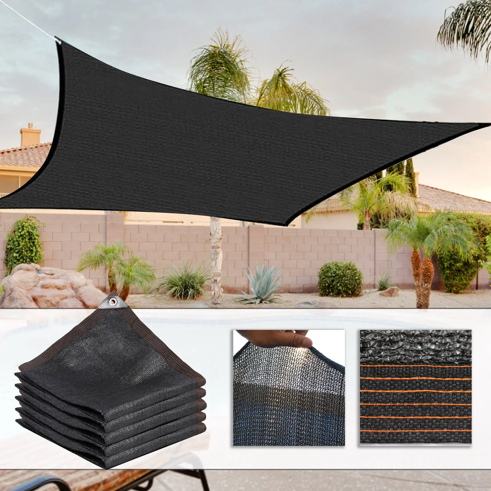 Outdoor garden sun shade net terrace sunshade camping sun shade net UV protection HDPE sunscreen fabric sun shade