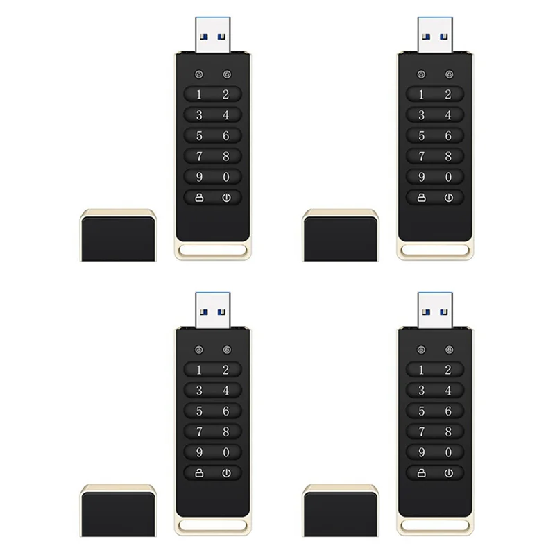 

4X Secure USB Drive, 32GB Encrypted USB Flash Drive Hardware Password Memory Stick With Keypad USB 3.0 Disk Flash Black