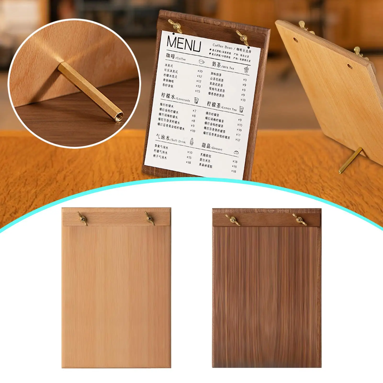 

Wood Sign Holder Vertical A5 Table Card for Restaurants Picture Paper Hotels