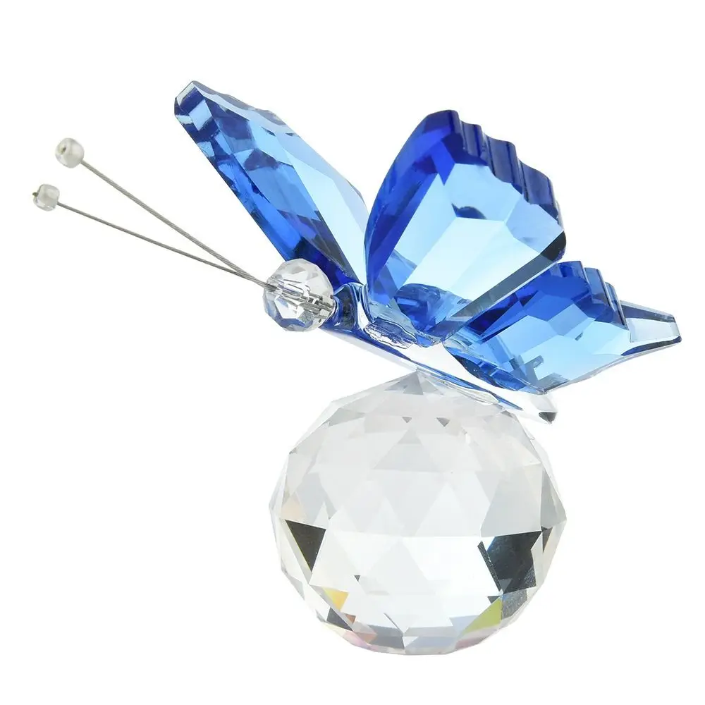 Creative White Crystal Crystal Butterfly Cute Vivid Miniature Figurines Glass Art Handmade Children's Home Decoration