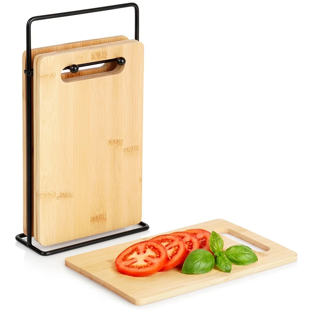 Bamboe snijplank met standaard, 22 x 14 cm, 5 stuks.