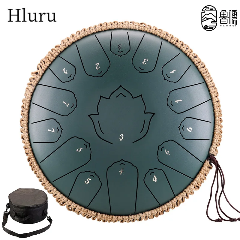 Hluru Music Drum 15 Notes Glucophone Steel Tongue Drum 13 Inch 15 Notes C Tone Ethereal Drum Percussion Musical Instruments