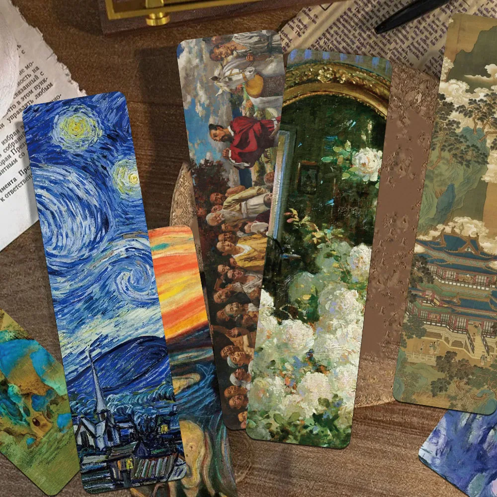 

30pcs Retro World Famous Painting Bookmarks Reading Pages Books Labeled Students Stationary Supplies DIY Aesthetic Bookmarks