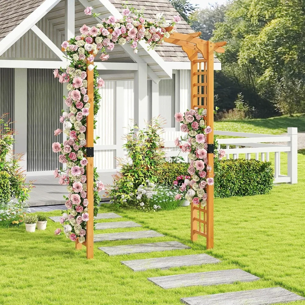 Wooden Garden Arch 7.5 ft Outdoor Arbor for Climbing Plants