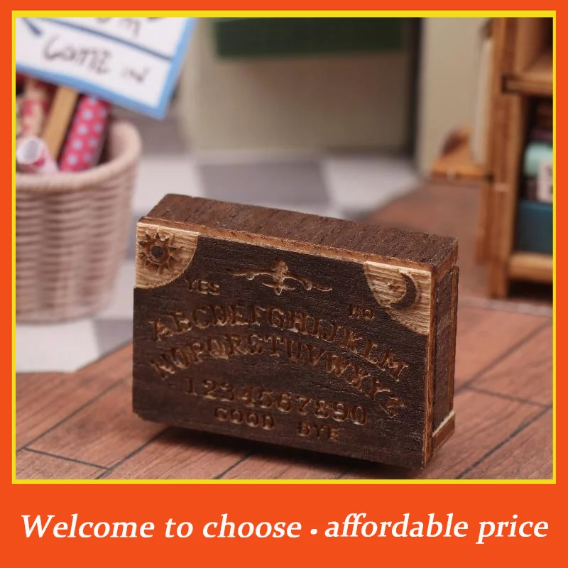 。1pc Home Desktop Decoration new Retro Mini Wooden Ouija Board With Drawer Miniature Spirit Board Micro Landscape Scene Ornament